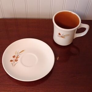 Midcentury Autumn Harvest mug and saucer.